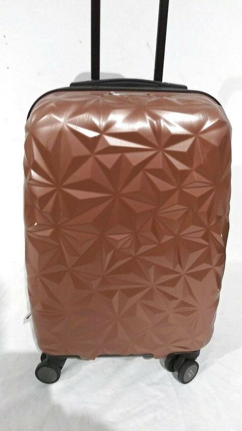 $340 Aimee Kestenberg Geo 20" Hard Expandable Carry On Spinner Luggage Rose Pink