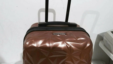 $340 Aimee Kestenberg Geo 20" Hard Expandable Carry On Spinner Luggage Rose Pink