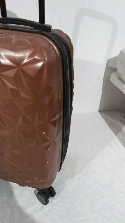 $340 Aimee Kestenberg Geo 20" Hard Expandable Carry On Spinner Luggage Rose Pink