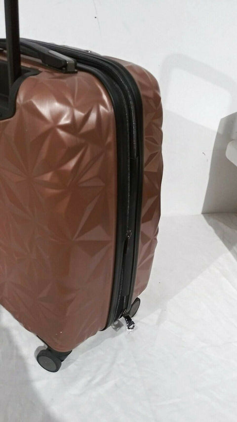$340 Aimee Kestenberg Geo 20" Hard Expandable Carry On Spinner Luggage Rose Pink