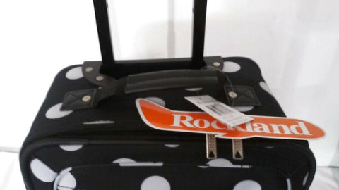 $240 New Rockland 2 Piece Carry On Luggage Set Rolling Suitcase Multi Polka Dots