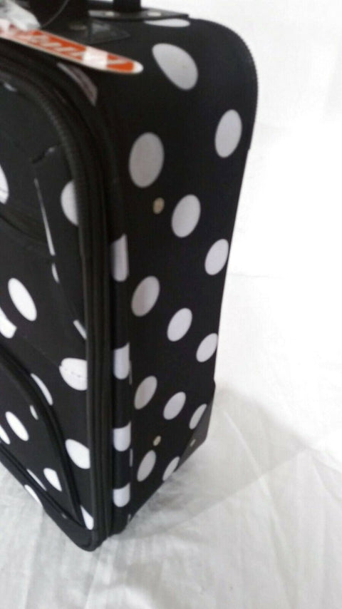 $240 New Rockland 2 Piece Carry On Luggage Set Rolling Suitcase Multi Polka Dots