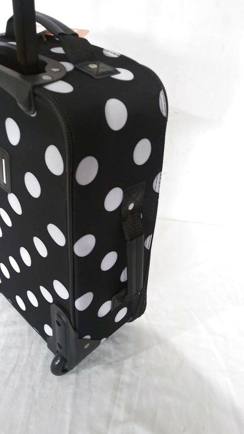 $240 New Rockland 2 Piece Carry On Luggage Set Rolling Suitcase Multi Polka Dots