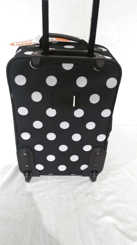 $240 New Rockland 2 Piece Carry On Luggage Set Rolling Suitcase Multi Polka Dots