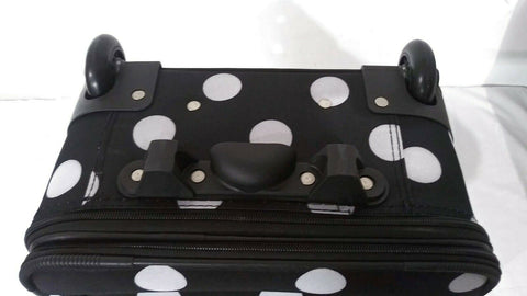 $240 New Rockland 2 Piece Carry On Luggage Set Rolling Suitcase Multi Polka Dots