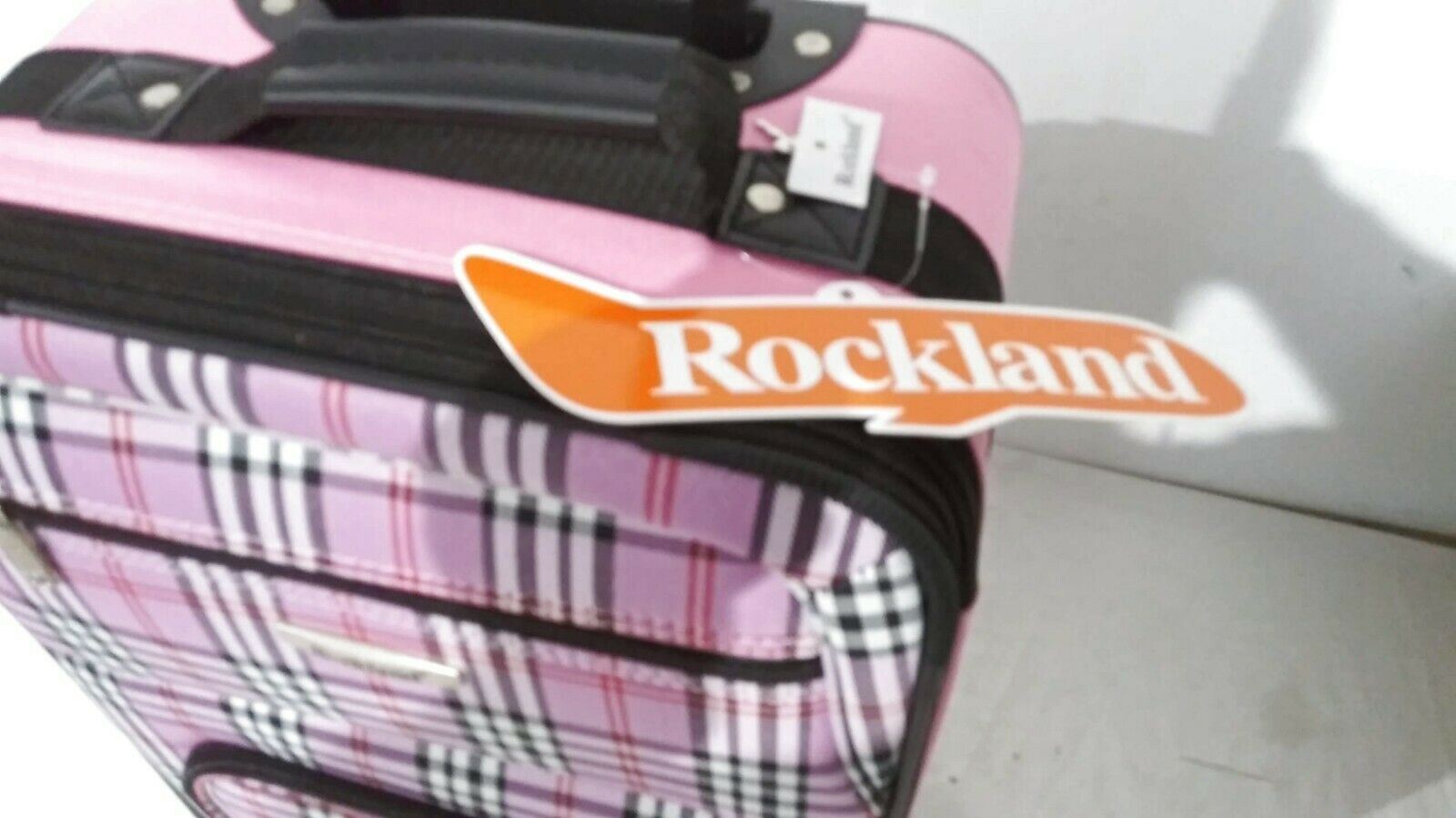 240 New Rockland 2 Piece Carry On Luggage Set Rolling Suitcase Pink P