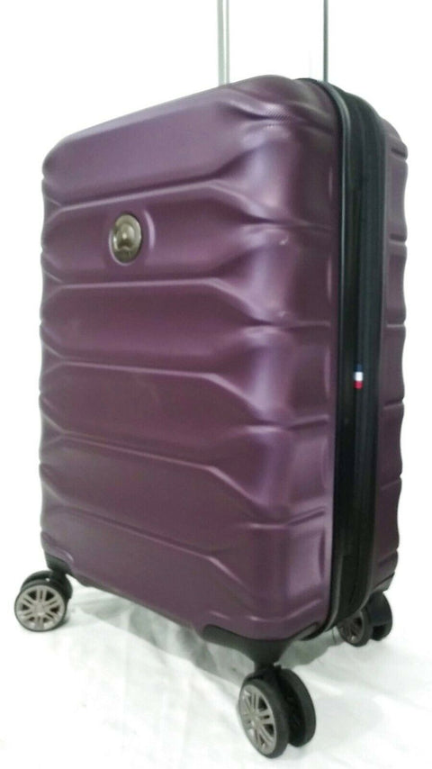 $249 Delsey Meteor 21" Hard Spinner Carry On Suitcase Luggage Expandable Purple