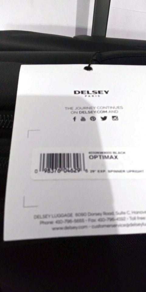 $320 New Delsey Opti-Max 29" Expandable Spinner Suitcase Luggage Black Upright