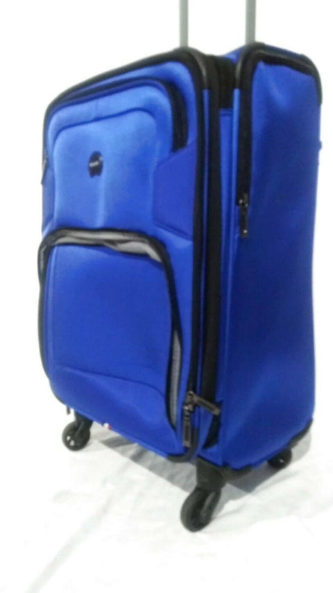 $200 Delsey OPTI-MAX 21" Expandable Spinner Carry On Suitcase Luggage Blue