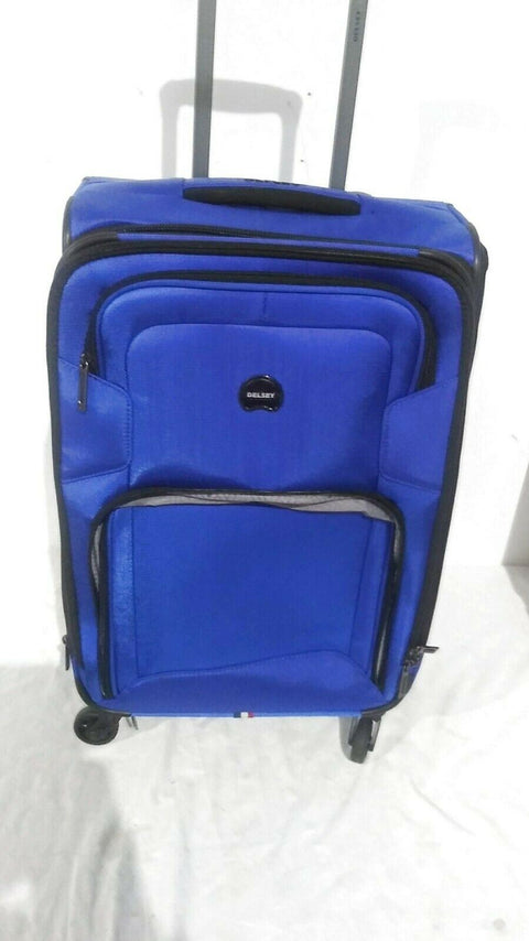 $200 Delsey OPTI-MAX 21" Expandable Spinner Carry On Suitcase Luggage Blue