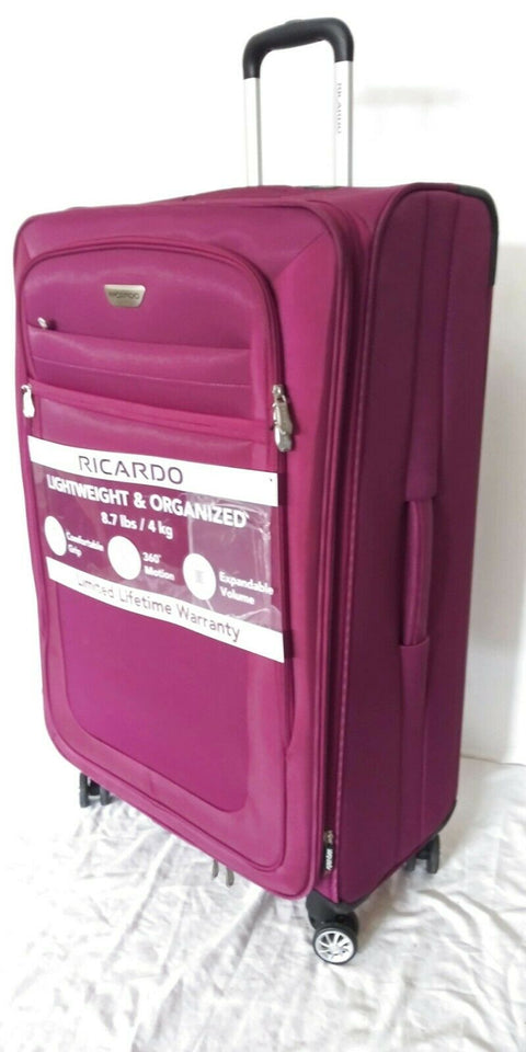 $360 New Ricardo Oceanside Expandable 30" Dual Spinner Suitcase Luggage Purple