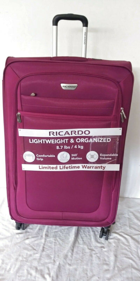 $360 New Ricardo Oceanside Expandable 30" Dual Spinner Suitcase Luggage Purple