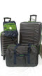 $500 New Nautica Sea Tide 4-Piece Hardside Luggage Set Gray Green Travel Bag