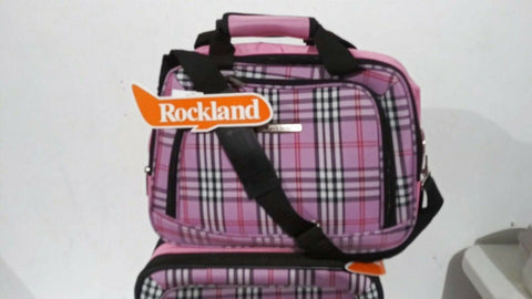 $240 New Rockland 2 Piece Carry On Luggage Set Rolling Suitcase Pink