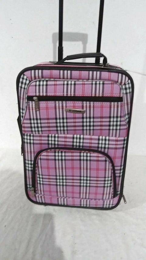 $240 New Rockland 2 Piece Carry On Luggage Set Rolling Suitcase Pink
