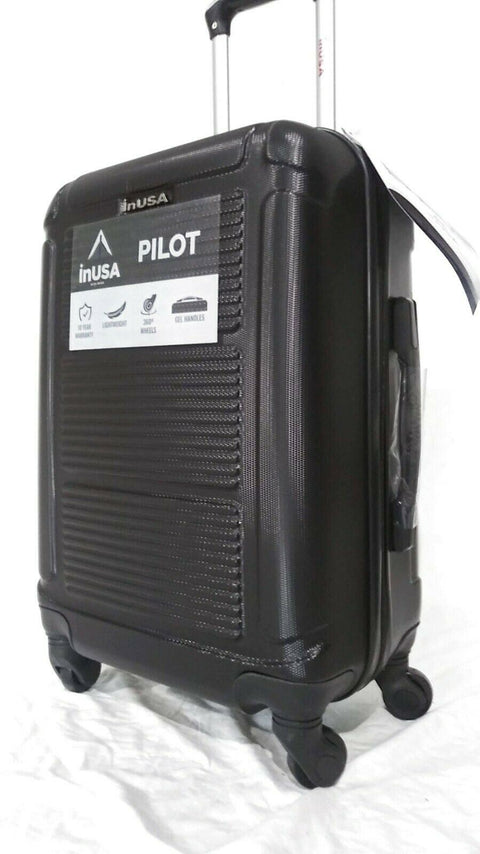 $240 InUSA Pilot 20" Lightweight Hard Carry On Spinner Suitcase Luggage Black