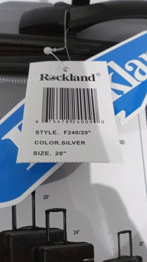 $240 New Rockland Skyline 20" Carry On Hard case Luggage Suitcase Silver