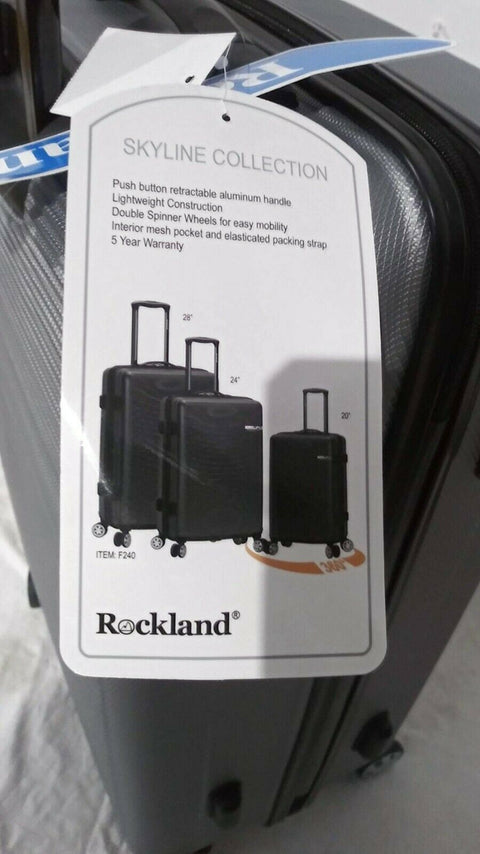 $280 New Rockland Skyline 24" Hard case Luggage Suitcase Silver Spinner Wheels