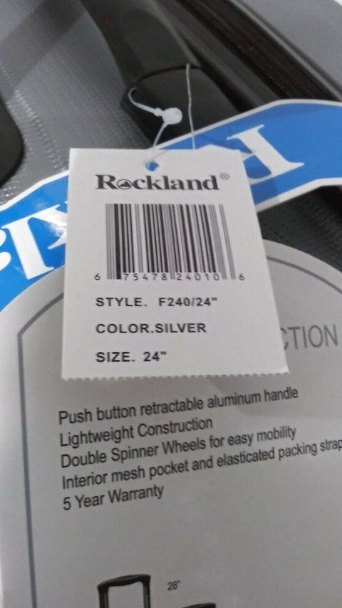 $280 New Rockland Skyline 24" Hard case Luggage Suitcase Silver Spinner Wheels