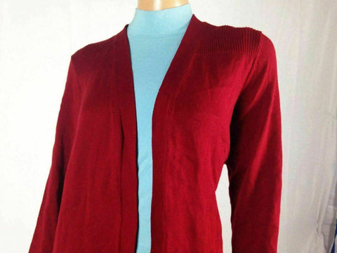 New Karen Scott Womens Long Sleeve Front Open Cardigan Shrug Red Ribbed Size L