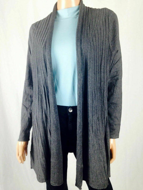 $78 Charter Club Women Pleated Long Sleeve Front Open Cardigan Sweater Shrug L