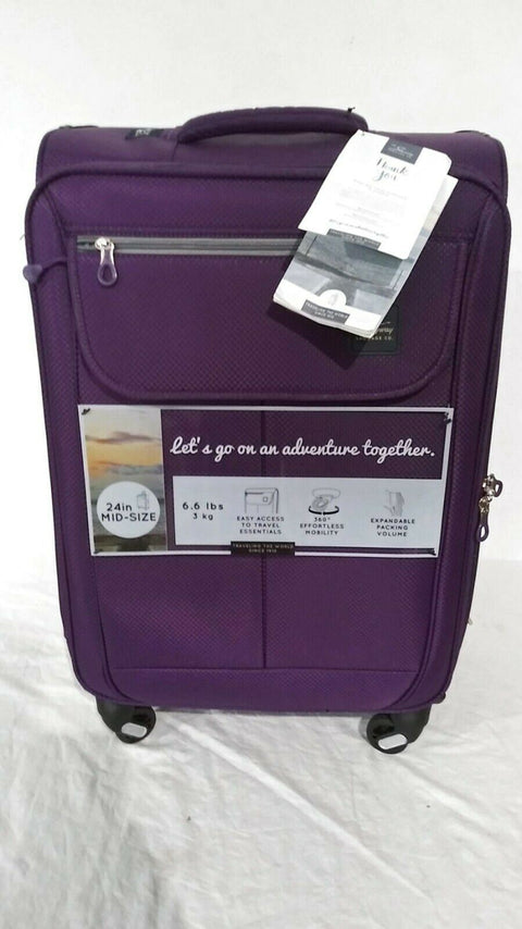 $280 Skyway Mirage 2.0 24-inch 4-Wheel Spinner Luggage Purple Suitcase Upright