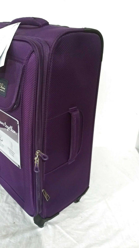 $280 Skyway Mirage 2.0 24-inch 4-Wheel Spinner Luggage Purple Suitcase Upright