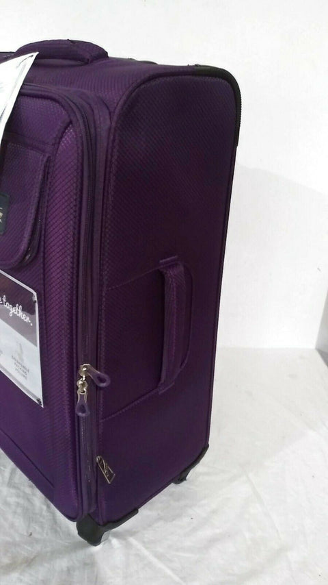 $280 Skyway Mirage 2.0 24-inch 4-Wheel Spinner Luggage Purple Suitcase Upright