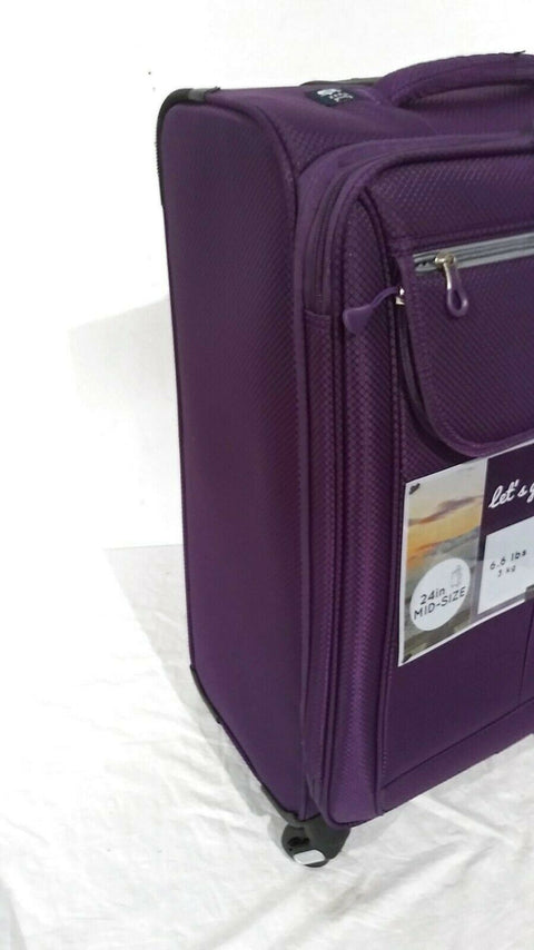 $280 Skyway Mirage 2.0 24-inch 4-Wheel Spinner Luggage Purple Suitcase Upright