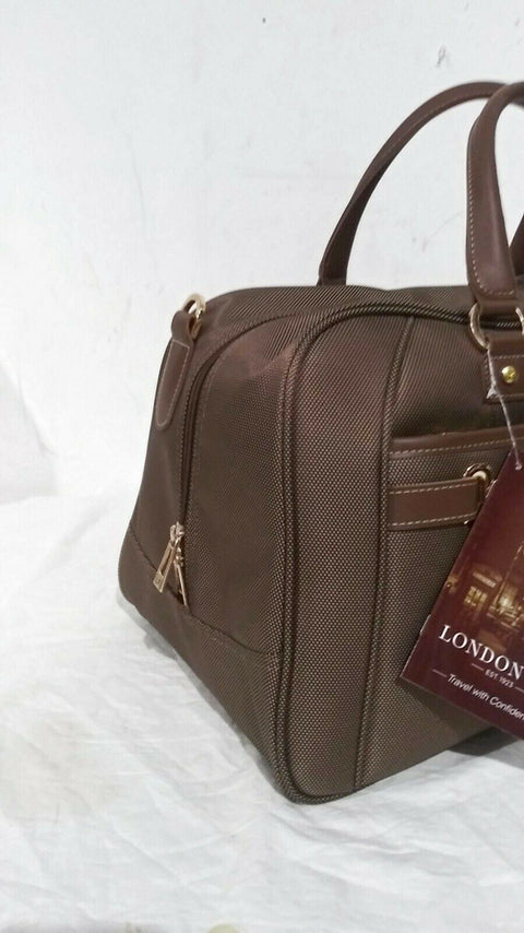 $200 NEW LONDON FOG OXFORD II 21" CARRY ON TRAVEL DUFFEL BAG BROWN PLAIDS