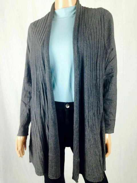 $80 Charter Club Women Pleated Long Sleeve Front Open Cardigan Sweater Shrug L