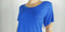 ALFANI Women's Short Sleeve Blue Stretch Hi-Low Scoop Neck Blouse Top Plus 1X
