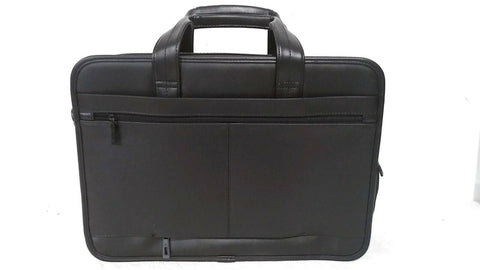 $320 NEW Samsonite Leather Expandable Laptop Briefcase Bag Black Business Case
