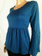 $59 Style&Co. Women's Bell Sleeve Blue Lace Trim Baby-Doll Blouse Top Petite M