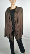 Karen Scott Women Long Sleeve Brown Front Open Ruffle Cardigan Sweater Plus 1X