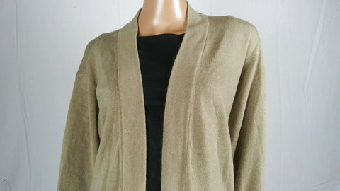 Karen Scott Women Long Sleeve Beige Knit Front Open Cardigan Sweater Plus 3X