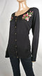 Karen Scott Women's Long Sleeve Black Embroidery Button Cardigan Sweater Plus 0X