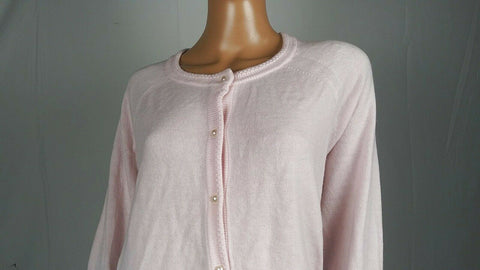 New Karen Scott Women Long Sleeve Pink Pearl Button Cardigan Sweater Plus 1X