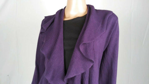 Karen Scott Women Long Sleeve Purple Front Open Ruffle Cardigan Sweater Plus 1X