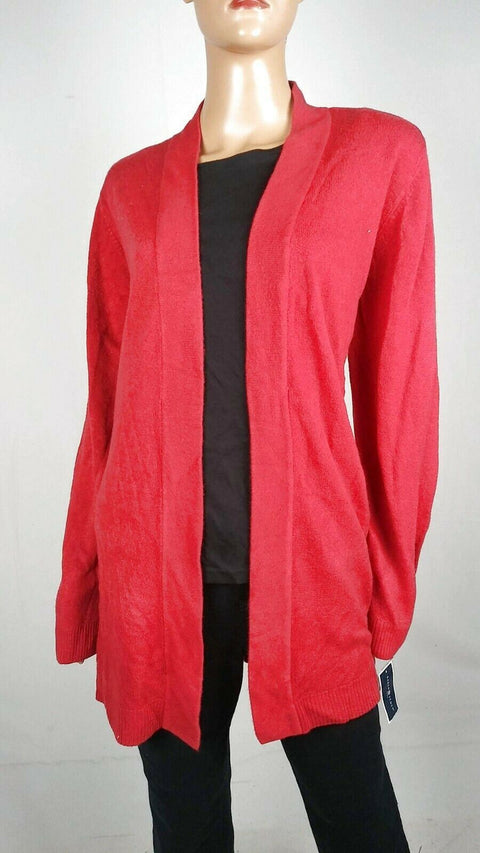 New Karen Scott Women Long Sleeve Red Front Open Cardigan Sweater Plus 0X 16W