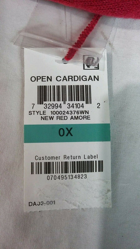 New Karen Scott Women Long Sleeve Red Front Open Cardigan Sweater Plus 0X 16W