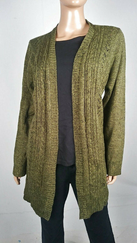 Karen Scott Women Long Sleeve Olive Front Open Cardigan Duster Sweater Plus 1X