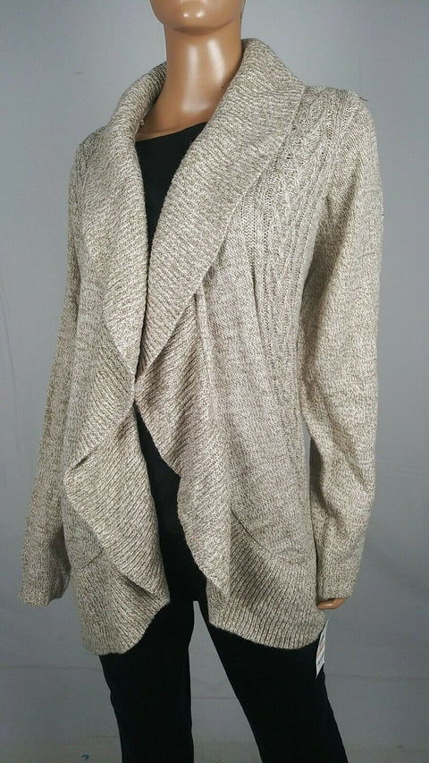 Karen Scott Women Long Sleeve Marl Front Open Ruffle Cardigan Sweater Plus 2X