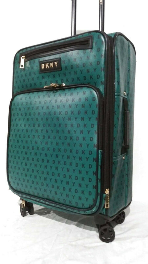$300 DKNY Signature Gems 25" Spinner Suitcase Luggage Green Softcase