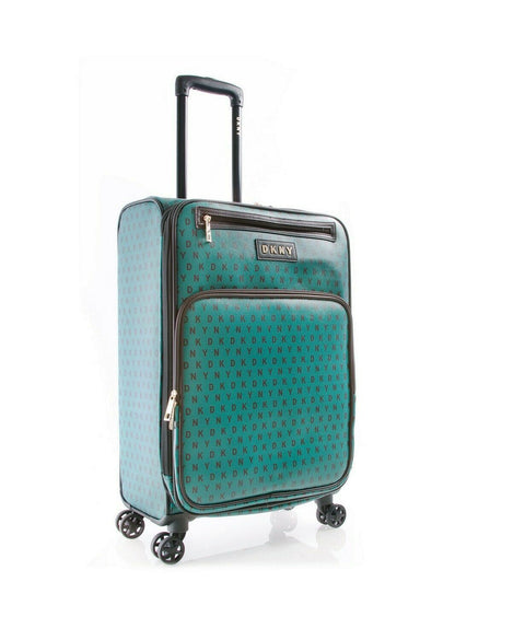 $300 DKNY Signature Gems 25" Spinner Suitcase Luggage Green Softcase