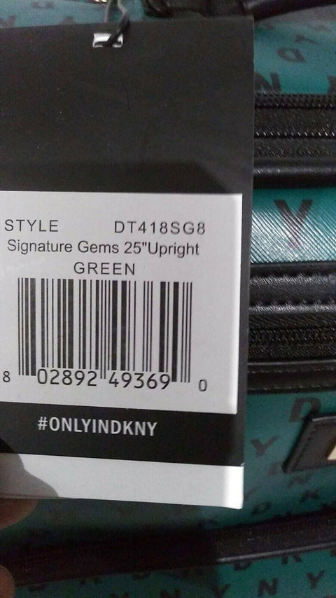$300 DKNY Signature Gems 25" Spinner Suitcase Luggage Green Softcase