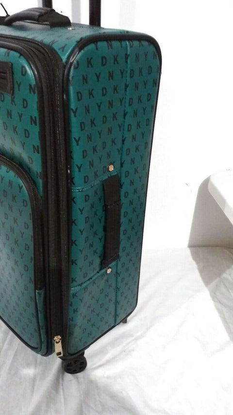 $300 DKNY Signature Gems 25" Spinner Suitcase Luggage Green Softcase