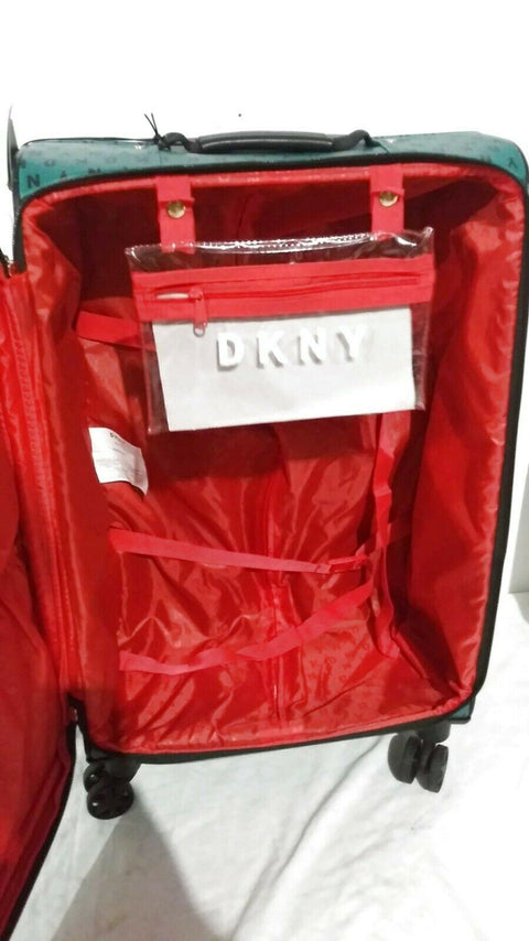 $300 DKNY Signature Gems 25" Spinner Suitcase Luggage Green Softcase