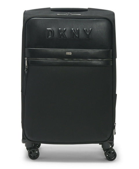$300 New DKNY Trademark 25" Softside Spinner Suitcase Luggage Upright Black