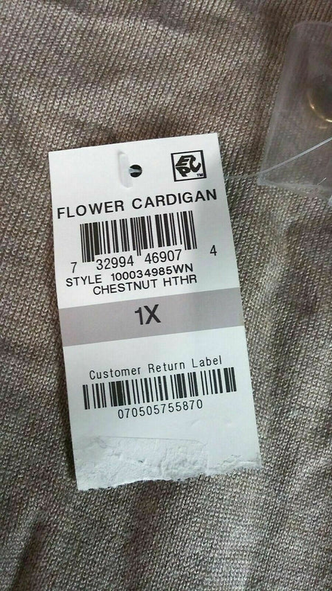 Karen Scott Women Long Sleeve Floral Embroidery Button Cardigan Sweater Plus 1X